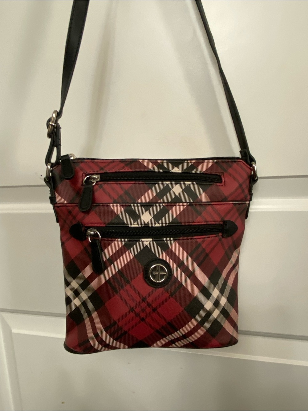 Giani Bernini Red and Black Plaid Crossbody Bag